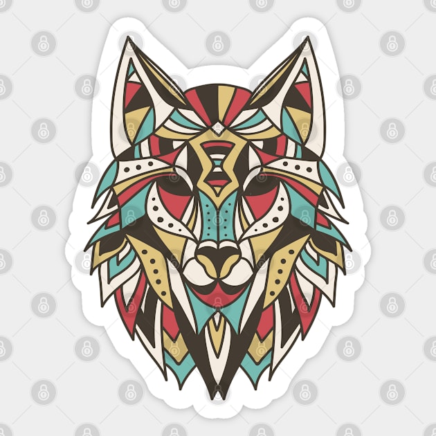 Colorful Wolf Design for Boys Men Girls Women Kids Sticker by Azizshirts